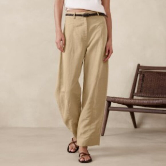 Banana Republic High-Rise Barrel Tencel™-Linen Pant Size 18 - Picture 1 of 15